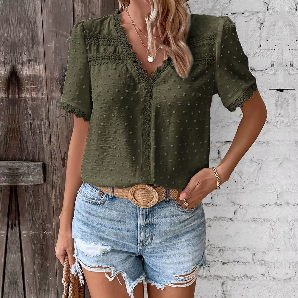 Blouse Dentelle Bohème – Évelyne| Collection Liberté d’Été
