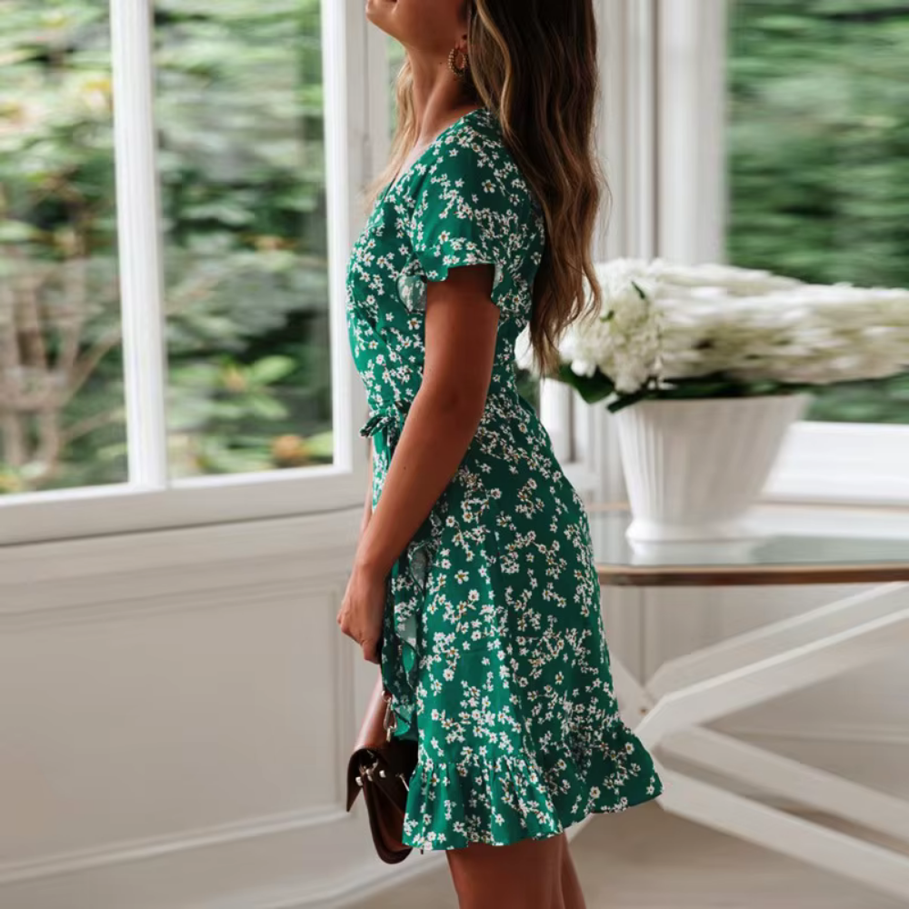 Robe Portefeuille Fleurie – Liviany | Collection Fraîcheur Florale