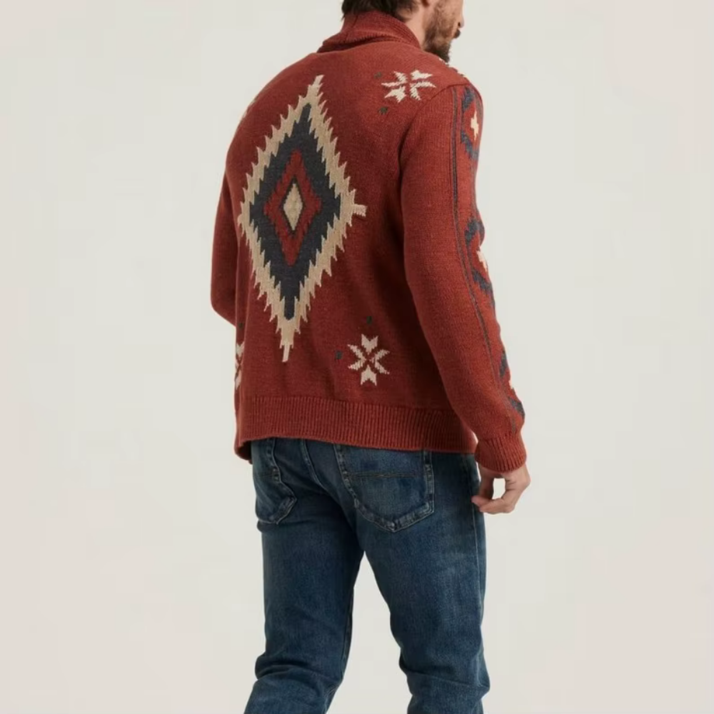 Segal - Cardigan en tricot pour hommes avec motif ethnique