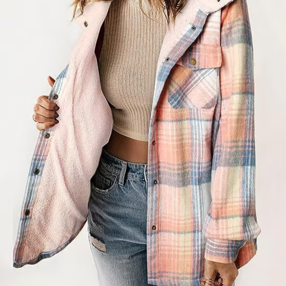 Aria - Veste à Capuche pour Femmes à Motif à Carreaux