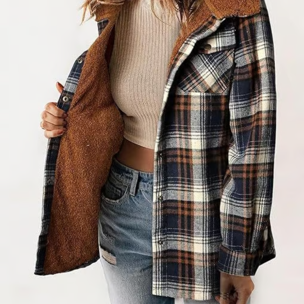 Aria - Veste à Capuche pour Femmes à Motif à Carreaux
