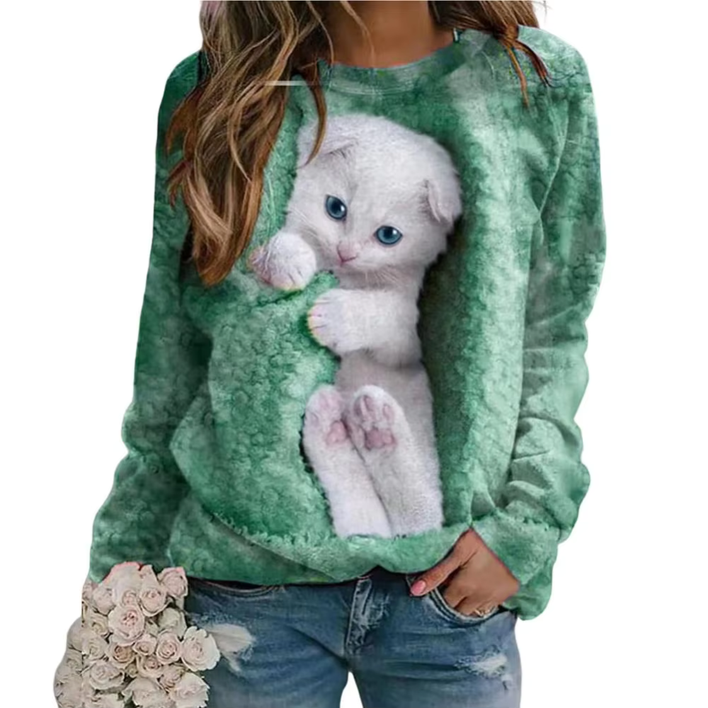 Lou - Pull Doux avec Motif Chat Adorable