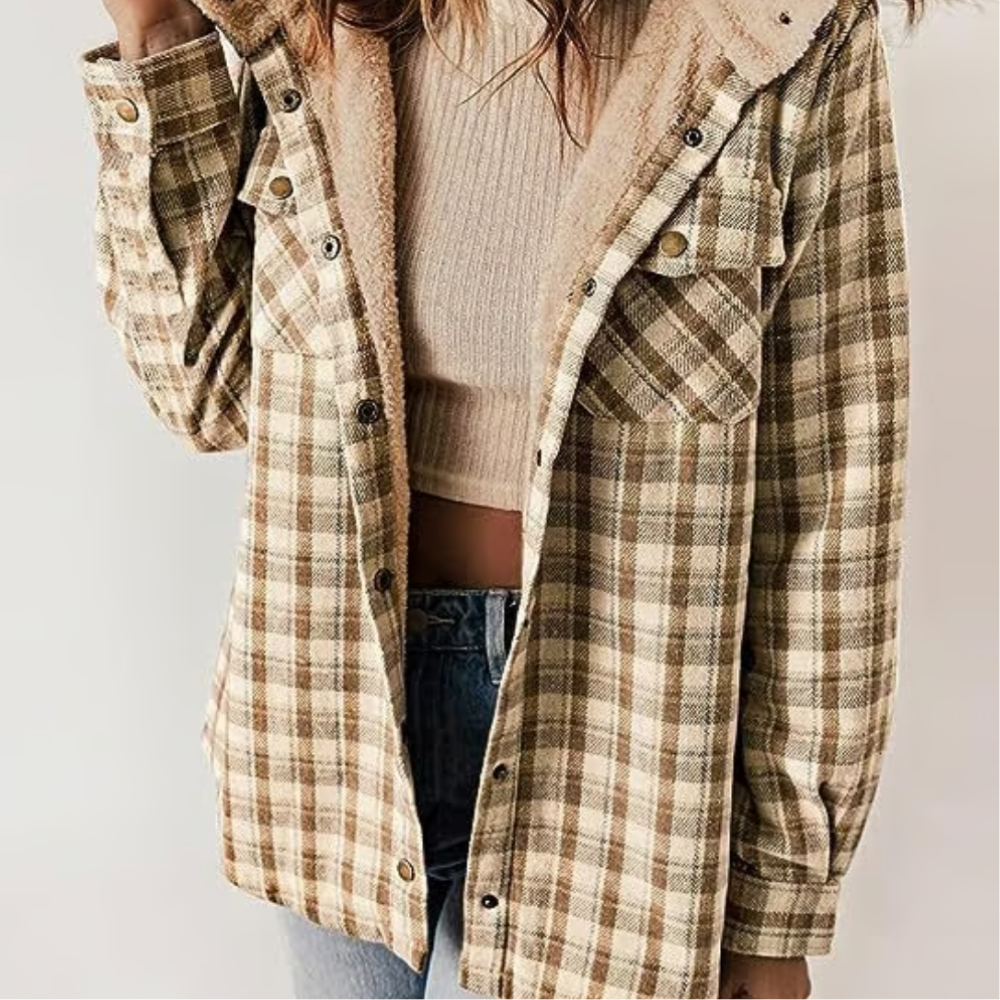 Aria - Veste à Capuche pour Femmes à Motif à Carreaux