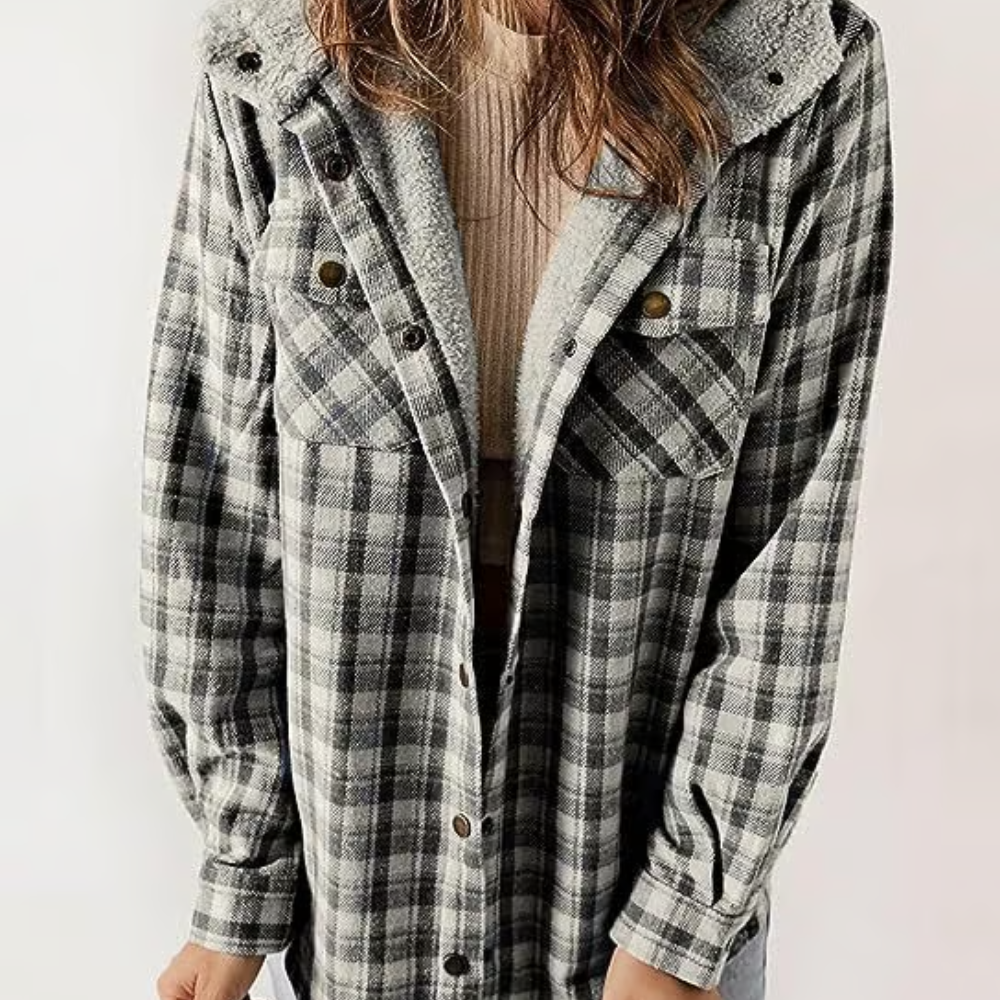 Aria - Veste à Capuche pour Femmes à Motif à Carreaux