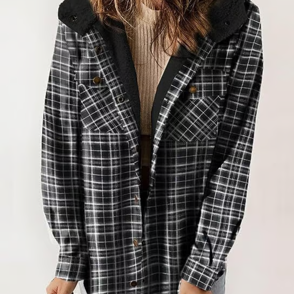 Aria - Veste à Capuche pour Femmes à Motif à Carreaux