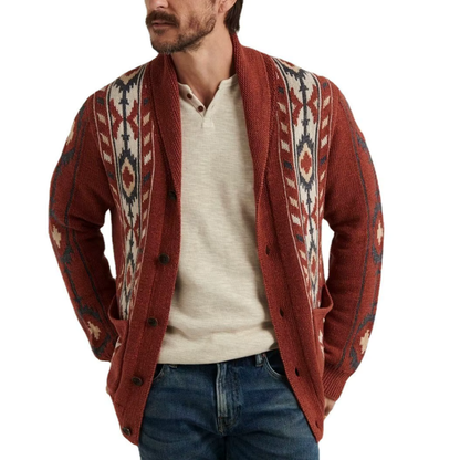 Segal - Cardigan en tricot pour hommes avec motif ethnique