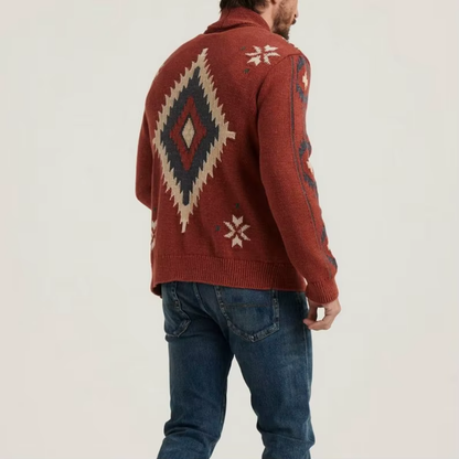 Segal - Cardigan en tricot pour hommes avec motif ethnique